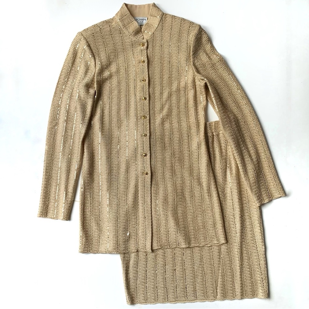 St. John Evening Gold Two Piece Suit